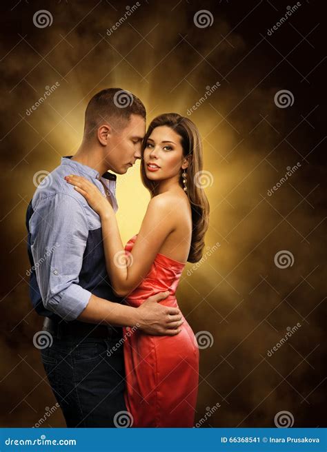 Couple In Love Lovers Passionate Embrace Man Embracing Woman Stock