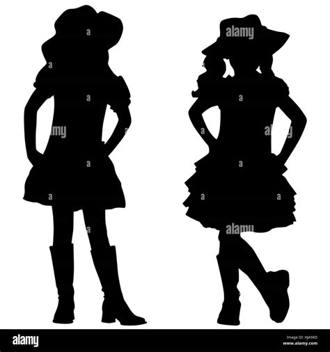 Silhouettes Of Two Girls Stock Photo Alamy