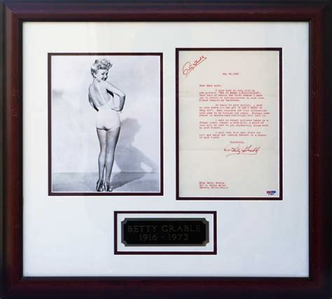 Betty Grable Signed 21x23 Custom Framed Letter Display Psa Loa