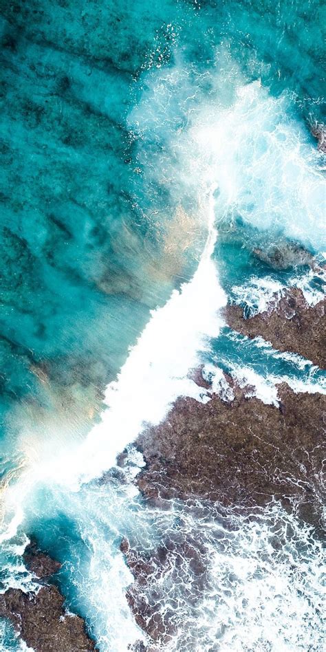 Water Splashes Coast Sea Nature Aerial View 1080x2160 Wallpaper