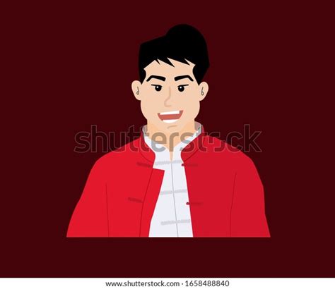 Cartoon Chinese Man Dress Red Traditional Stock Vector Royalty Free