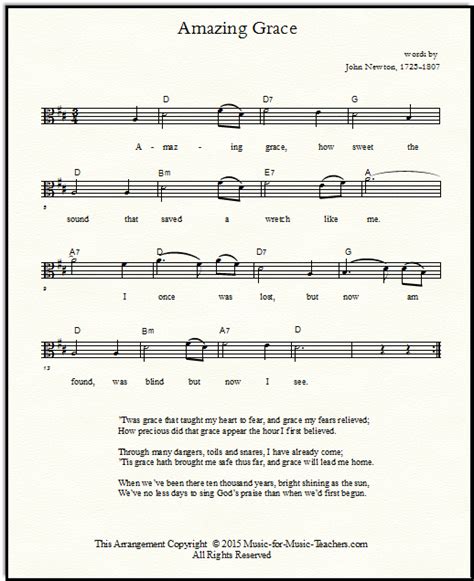 Capotastomusic is another treasure trove filled with sheet music for beginner pianists (and other instrumentalists). Amazing Grace Hymn for Guitar with easy tabs - Lead Sheets too!