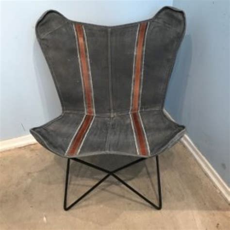 Leather And Canvas Butterfly Chair Nadeau Cincinnati