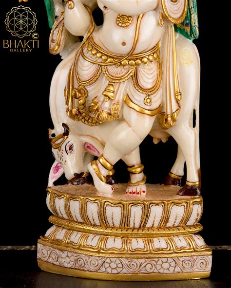 Krishna With Cow Statue 12 Inch Lord Krishna Idol Etsy