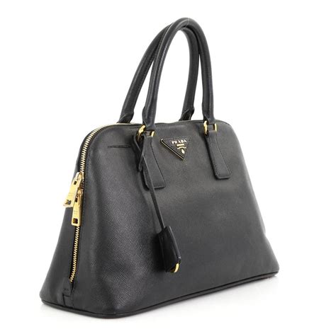 Prada Promenade Handbag Saffiano Medium Black Leather