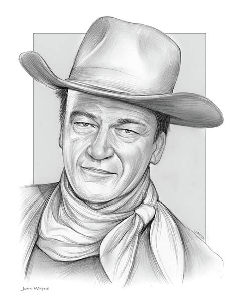 Cowboy John Wayne Drawing By Greg Joens Pixels Merch