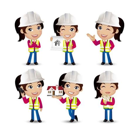 80 Female Construction Worker On Phone Stock Illustrations Royalty