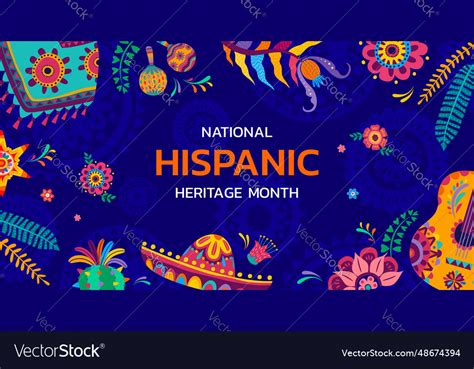 National Hispanic Heritage Month Tropical Flowers Vector Image