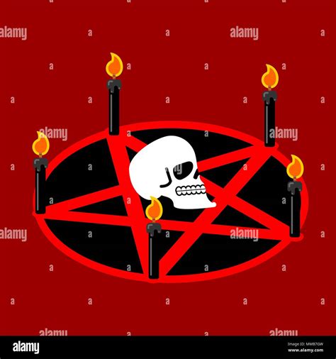 pentagramm von teufel satan unterzeichnen ritual symbol call daemon schwarze kerzen vector