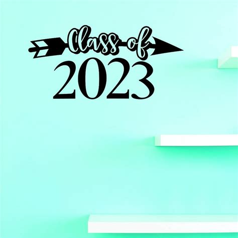 Custom Decals Class Of 2023 Wall Art Size 10 X 20 Inches Color Black