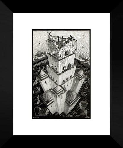 Tower Of Babel 20x24 Framed Art Print By Mc Escher