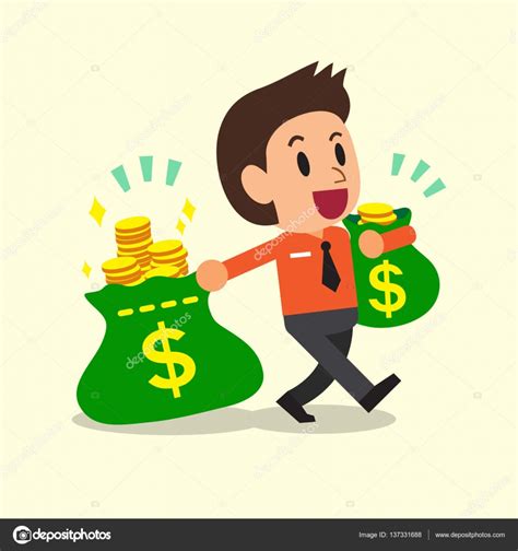 Cartoon Businessman Carrying Money Bags Stock Vector By ©jaaak 137331688