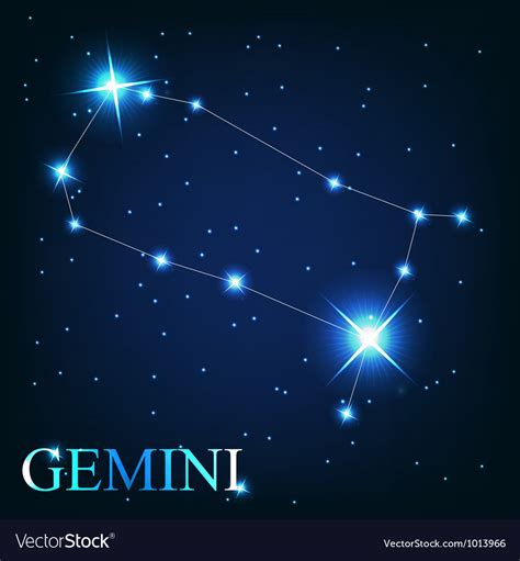 Gemini Zodiac Sign Beautiful Bright Royalty Free Vector