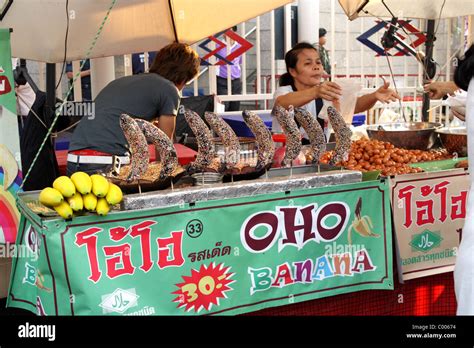 Chocolate Banana Stall At Chatuchak Market In Bangkok Stock Photo Alamy