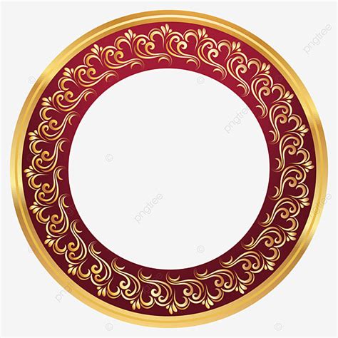 Luxury Golden Circular Frame Ornamental Maroon Photo Luxury Photo