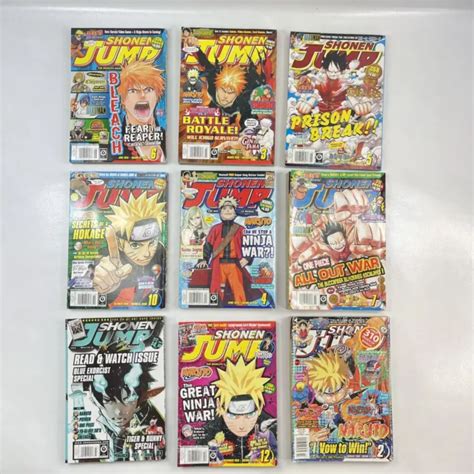 Shonen Jump Anime Manga Magazine Naruto Bleach One Piece Lot Of 9