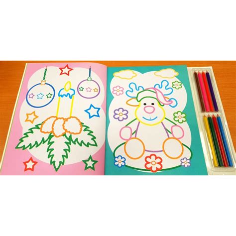 Kalėdinė spalvinimo knyga su 8 spalvotais pieštukais 3-5 metų vaikams | Akcijos | Leidykla PRESVIKA