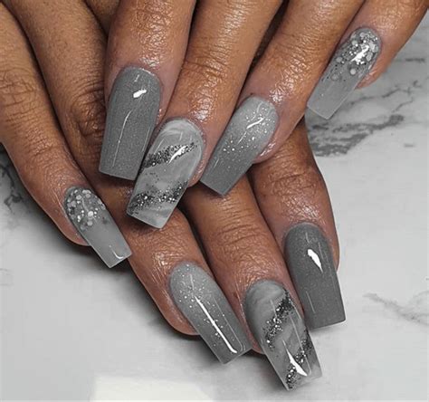 pin by 𝐓𝐡𝐞𝐆𝐫𝐞𝐲𝐒𝐩𝐚𝐜𝐞 on 𝐍𝐚𝐢𝐥𝐬 grey acrylic nails short acrylic nails designs nail designs