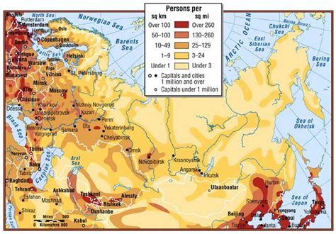 Map Of Russian Population Density Siberian Density Is Often Below 1