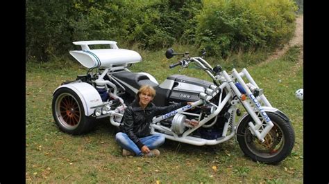 With bicycles, you have to straddle the bike and give yourself a little push before you can lift both feet off the ground. TRIKE V8 of MOSCOW - YouTube