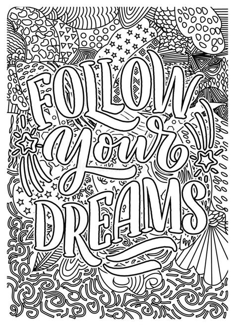 Dream Quote Coloring Pages For Adults Dream Coloring Page Design Stock