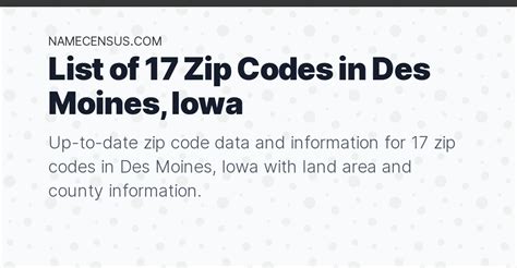 Des Moines Zip Codes List Of 17 Zip Codes In Des Moines Iowa