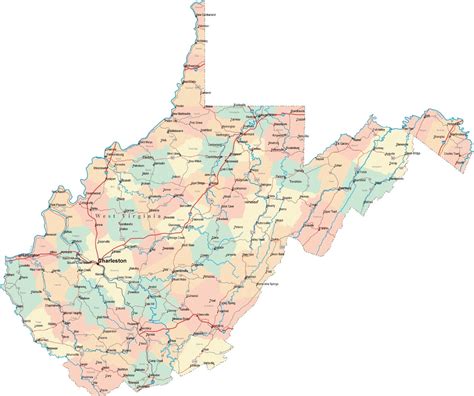 West Virginia State Road Map City County Wv Inch By Inch