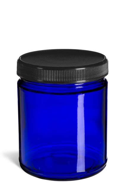Blue Glass Herb Jar 9 Oz Specialty Bottle