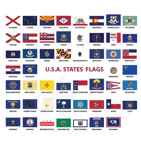 Usa Capital And States Flags Collection For Print 50 Us State Etsy