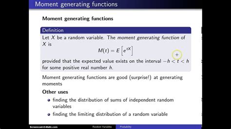 Moment Generating Function Definition Youtube