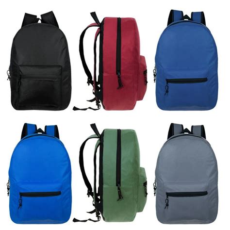 24 Wholesale Kids Basic Backpack In 6 Assorted Colors At