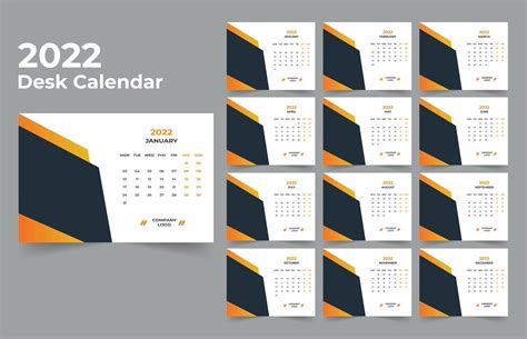 2022 Bureaukalender Planner Week Start Op Maandag Sjabloon Voor