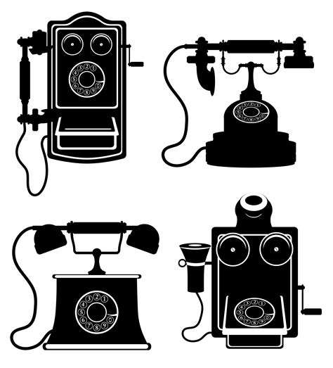 Phone Old Retro Vintage Icon Stock Vector Illustration Black Outline