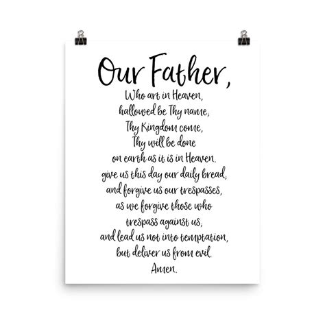 Our Father Prayer The Lords Prayer Catholic Art Poster Catholic H