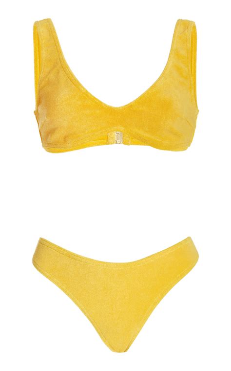Zimmermann Jeannie Terrycloth Bikini In Yellow Lyst Uk