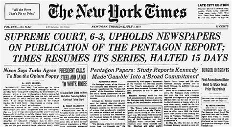 Supreme Court Allows Publication Of Top Secret Pentagon Papers