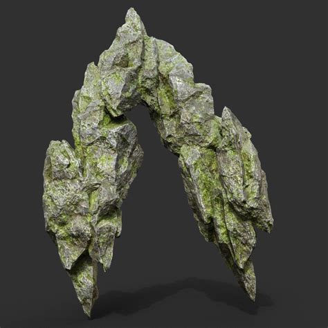 Low Poly Mossy Rock Formation 19 190416 3d Asset