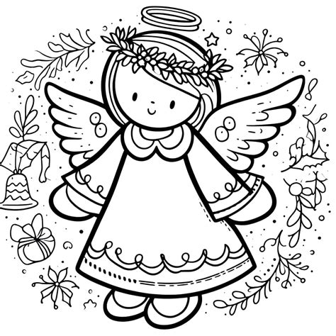 A Cute Christmas Angel Coloring Page Download Print Or Color Online