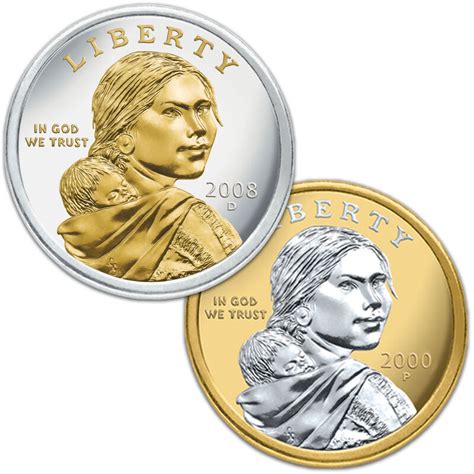 Platinum And Gold Highlighted Sacagawea Dollars