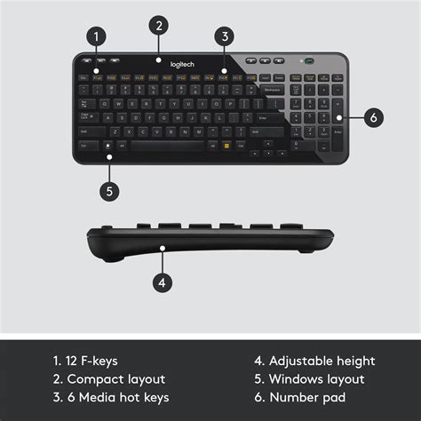Logitech K360 Wireless Usb Desktop Keyboard — Compact Full Keyboard 3