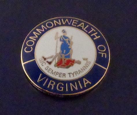 Virgnia Commonwealth Collarlapel Pin Gold Va State Seal 1516