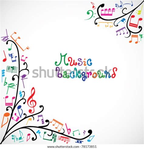 Floral Background Colored Music Notes Stock Vector Royalty Free 78173851