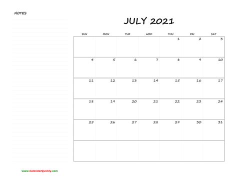 And, now that you know a little bit about who we are and what we do, we'll go ahead and introduce you to our march 2021 calendar, available for download below. July Blank Calendar 2021 with Notes | Calendar Quickly