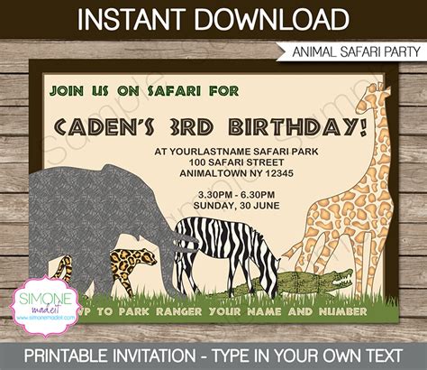 Safari Or Zoo Party Invitations Template Party Invitations Birthdays