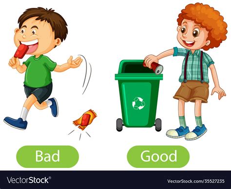 Opposite Words With Bad And Good Royalty Free Vector Image