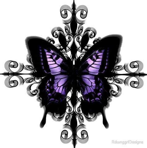 Gothic Butterfly Purple Rose Tattoos Butterfly Art Print Gothic Tattoo