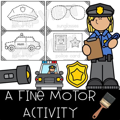 Community Helpers Police Tracing Worksheets Fine Motor Activity Police