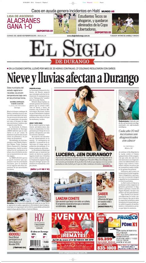 Periódico El Siglo De Durango México Periódicos De México Edición