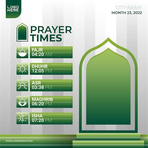 Premium Vector Islamic Prayer Time Schedule Design For Social Media