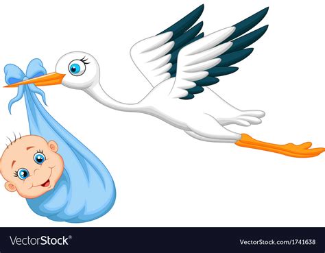 Cartoon Stork With Baby Royalty Free Vector Image